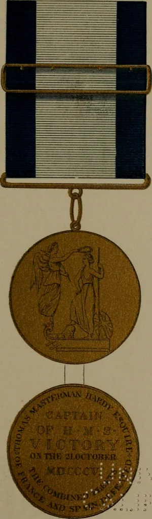 An illustration from Medals of the British navy and how they were won : with a list of those officers, who for their gallant conduct were granted honorary swords and plate by the Committee of the Patriotic Fund, 1895, leaf 56