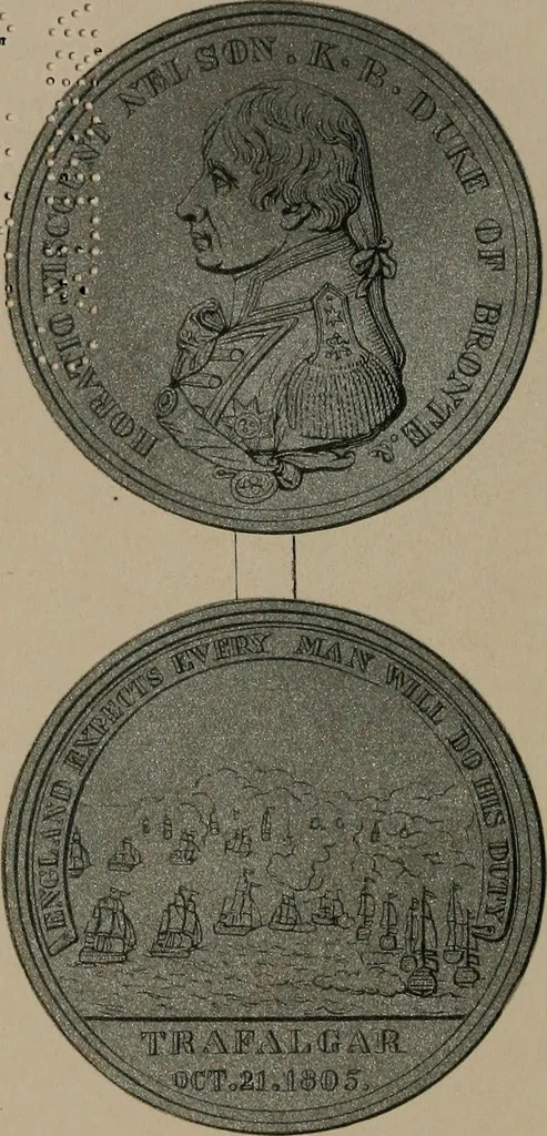 An illustration from Medals of the British navy and how they were won : with a list of those officers, who for their gallant conduct were granted honorary swords and plate by the Committee of the Patriotic Fund, 1895, leaf 69