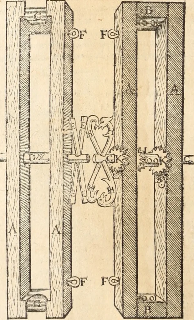 An illustration from Medicae artis principes, post Hippocratem & Galenum. Graeci Latinitate donati, Aretaeus, Ruffus Ephesius, Oribasius, Paulus Aegineta, Aëtius, Alex. Trallianus, Actuarius, Nic. Myrepsus. Latini, Corn. Celsus, Scrib. Largus, Marcell. Empiricus. Aliíque praeterea, quorum unius nomen ignoratur. Index non solùm copiosus, sed etiam ordine artificioso omnia digesta habens. Hippocr. aliquot loci cum Corn. Celsi interpretatione, 1567, leaf 91