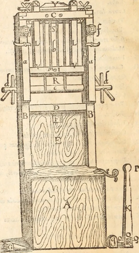 An illustration from Medicae artis principes, post Hippocratem & Galenum. Graeci Latinitate donati, Aretaeus, Ruffus Ephesius, Oribasius, Paulus Aegineta, Aëtius, Alex. Trallianus, Actuarius, Nic. Myrepsus. Latini, Corn. Celsus, Scrib. Largus, Marcell. Empiricus. Aliíque praeterea, quorum unius nomen ignoratur. Index non solùm copiosus, sed etiam ordine artificioso omnia digesta habens. Hippocr. aliquot loci cum Corn. Celsi interpretatione, 1567, leaf 97
