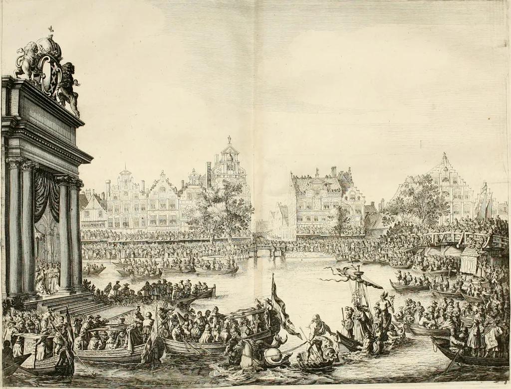 An illustration from Medicea hospes, sive Descriptio pvblicæ gratvlationis : qua Serenissimam, Augustissimamque reginam, Mariam de Medicis, excepit Senatvs popvlvsqve Amstelodamensis, 1638, leaf 65