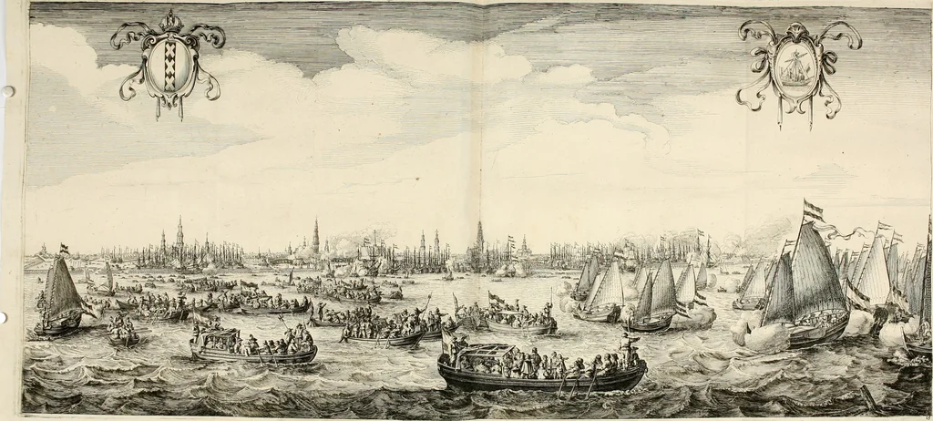 An illustration from Medicea hospes, sive Descriptio pvblicæ gratvlationis : qua Serenissimam, Augustissimamque reginam, Mariam de Medicis, excepit Senatvs popvlvsqve Amstelodamensis, 1638, leaf 94
