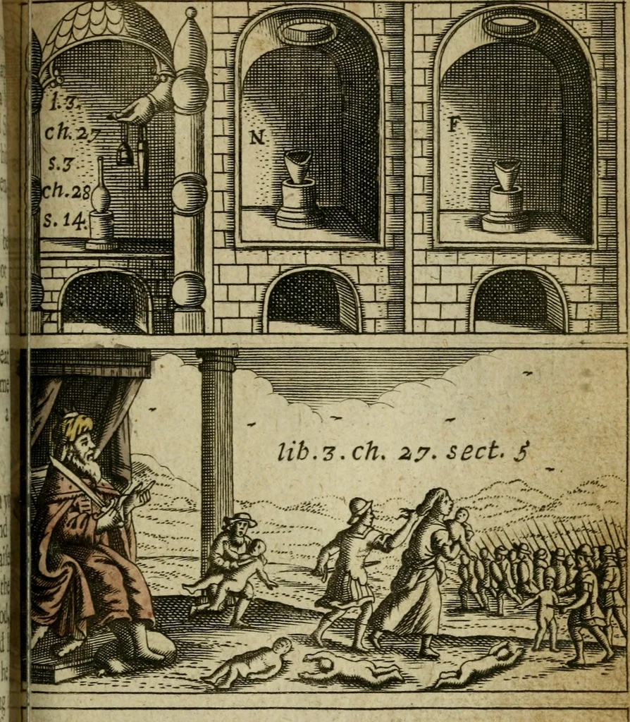 An illustration from Medicina practica, or, Practical physick : containing the way of curing the more eminent and usual diseases happening to humane bodies ... : whereunto is annexed, 1. The preparation of the praecipiolum of Paracelsus; 2. The key of Helmont and Lully; 3. The opening of Sol and Luna, 1692, leaf 598
