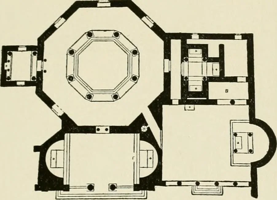 An illustration from Medieval architecture, its origins and development, with lists of monuments and bibliographies, 1912, leaf 172