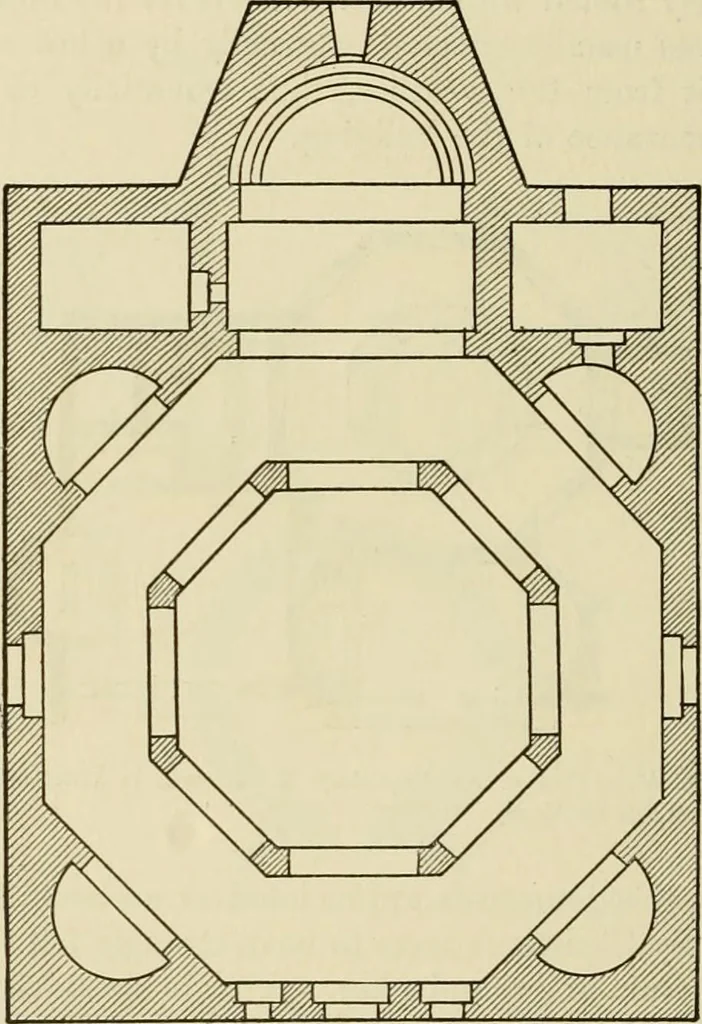 An illustration from Medieval architecture, its origins and development, with lists of monuments and bibliographies, 1912, leaf 173