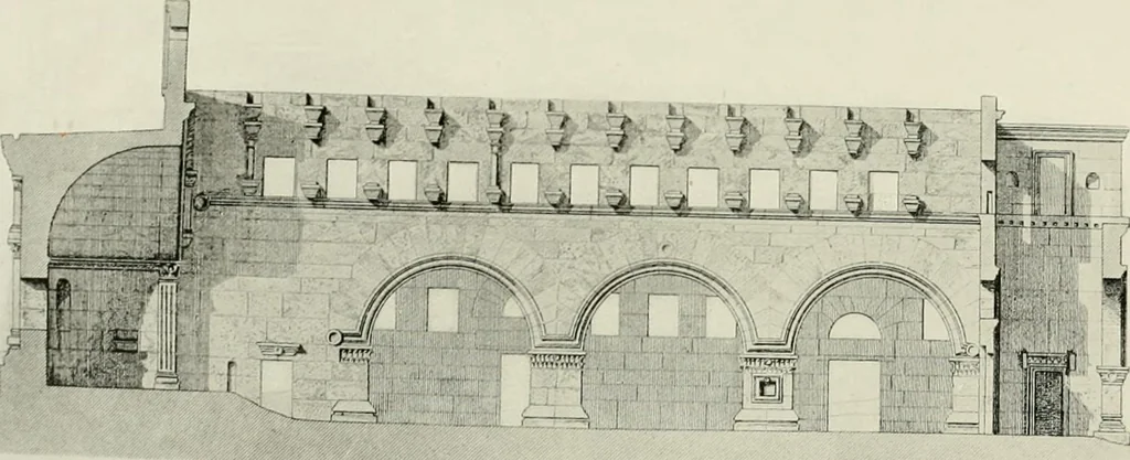 An illustration from Medieval architecture, its origins and development, with lists of monuments and bibliographies, 1912, leaf 202