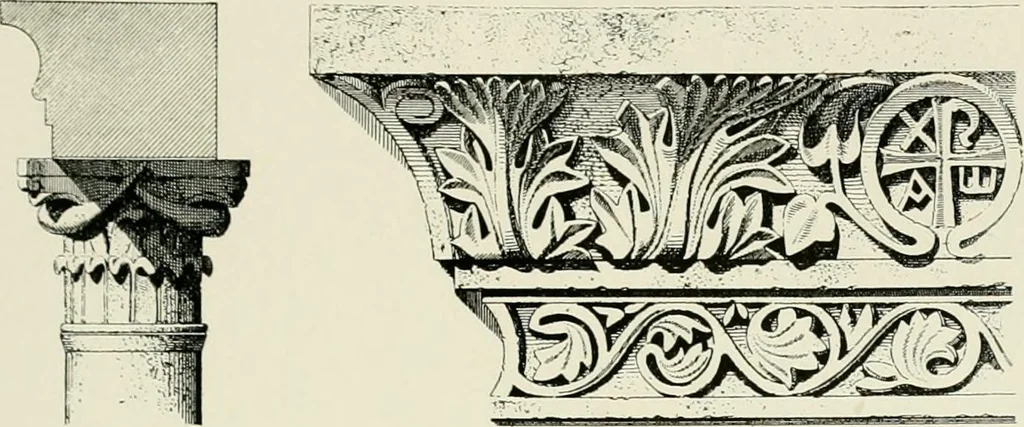 An illustration from Medieval architecture, its origins and development, with lists of monuments and bibliographies, 1912, leaf 208