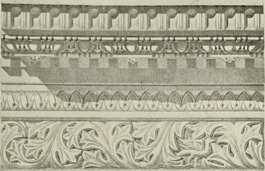 An illustration from Medieval architecture, its origins and development, with lists of monuments and bibliographies, 1912, leaf 220