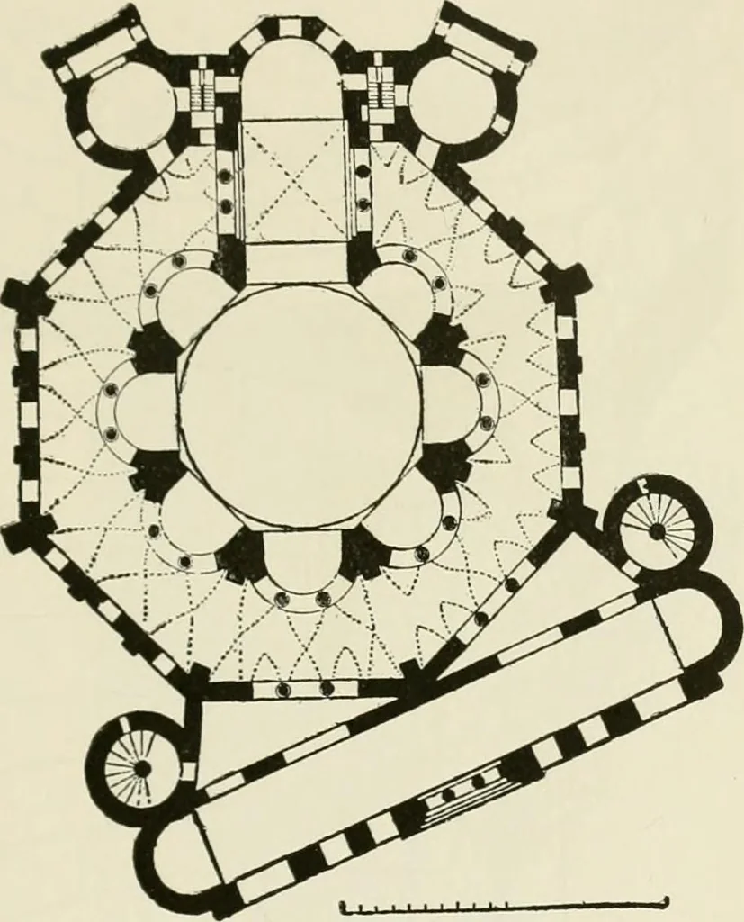 An illustration from Medieval architecture, its origins and development, with lists of monuments and bibliographies, 1912, leaf 240