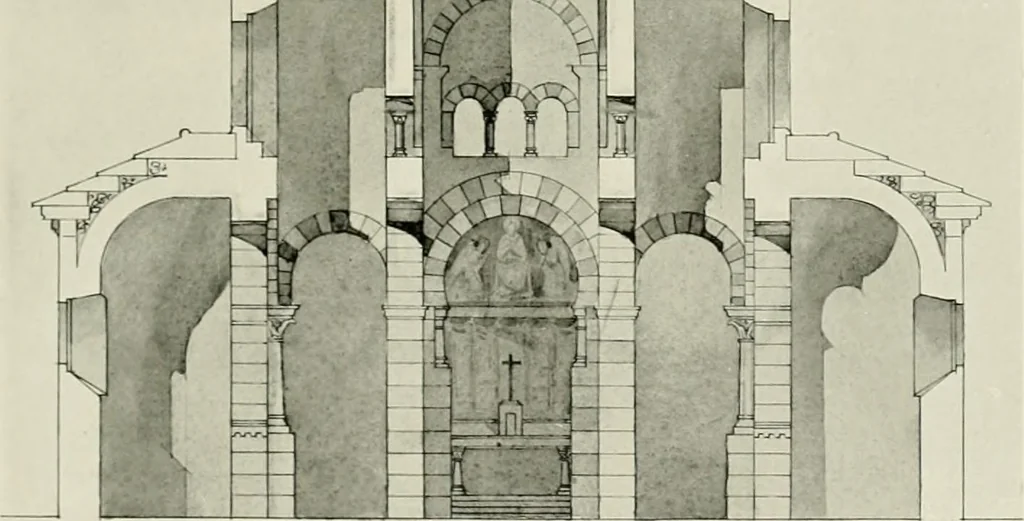 An illustration from Medieval architecture, its origins and development, with lists of monuments and bibliographies, 1912, leaf 308