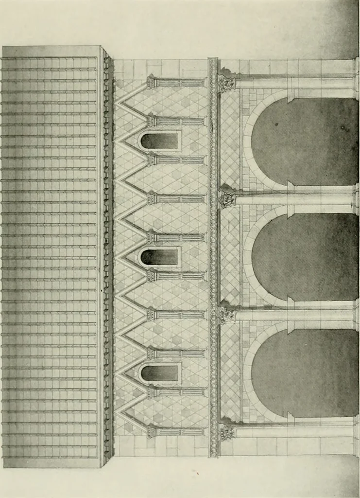 An illustration from Medieval architecture, its origins and development, with lists of monuments and bibliographies, 1912, leaf 328