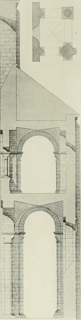An illustration from Medieval architecture, its origins and development, with lists of monuments and bibliographies, 1912, leaf 458