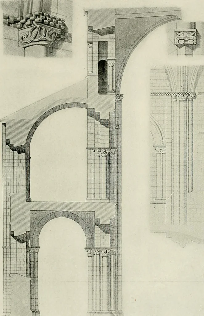 An illustration from Medieval architecture, its origins and development, with lists of monuments and bibliographies, 1912, leaf 480