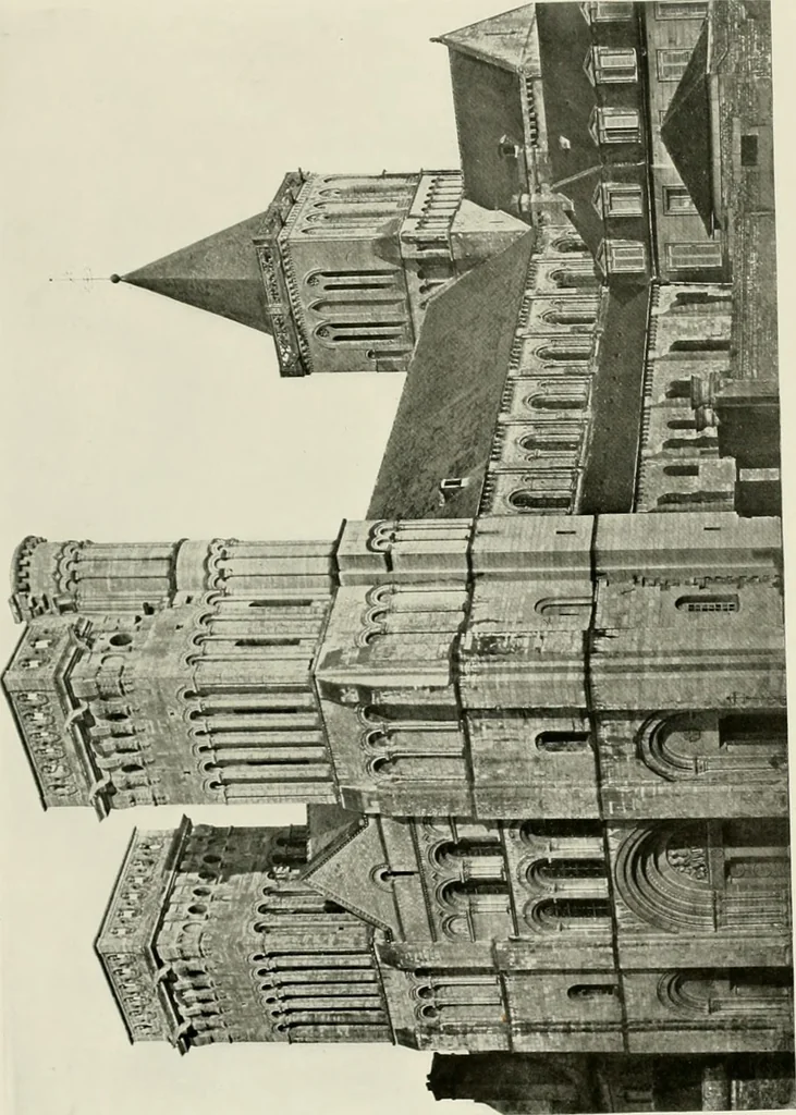 An illustration from Medieval architecture, its origins and development, with lists of monuments and bibliographies, 1912, leaf 490