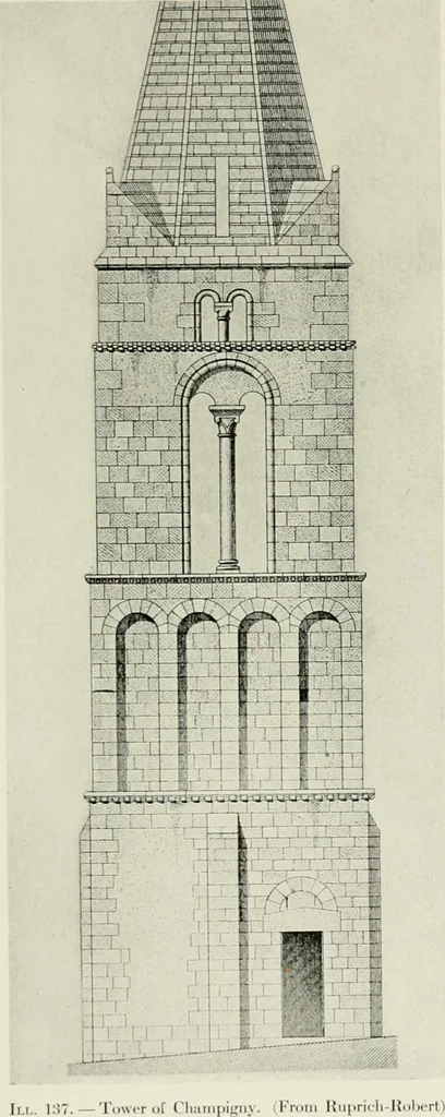 An illustration from Medieval architecture, its origins and development, with lists of monuments and bibliographies, 1912, leaf 500