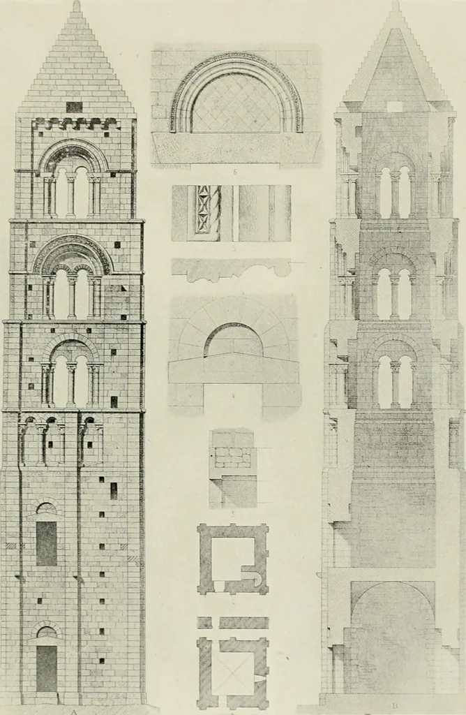 An illustration from Medieval architecture, its origins and development, with lists of monuments and bibliographies, 1912, leaf 504