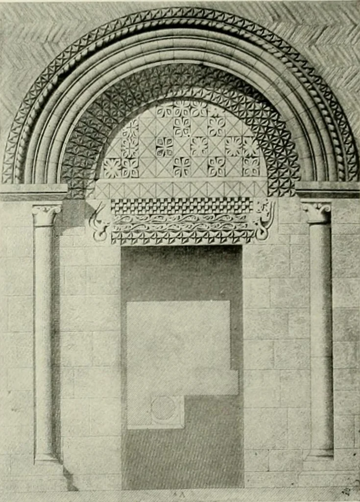 An illustration from Medieval architecture, its origins and development, with lists of monuments and bibliographies, 1912, leaf 518