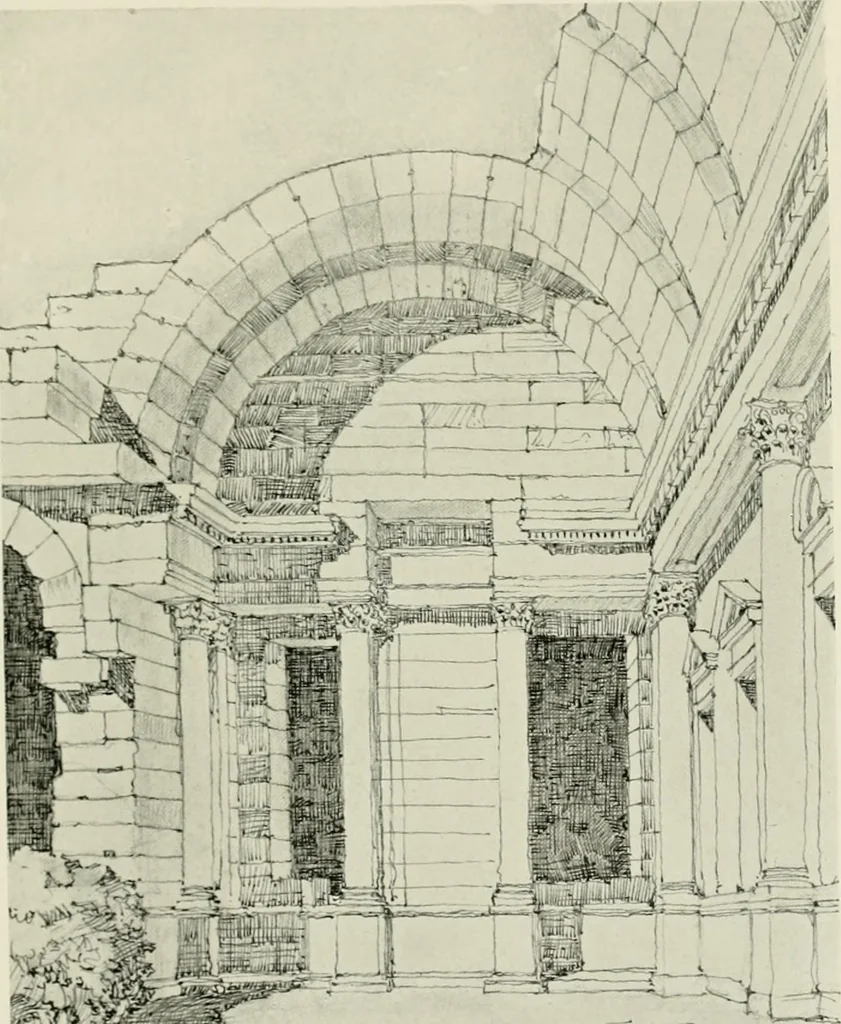 An illustration from Medieval architecture, its origins and development, with lists of monuments and bibliographies, 1912, leaf 52