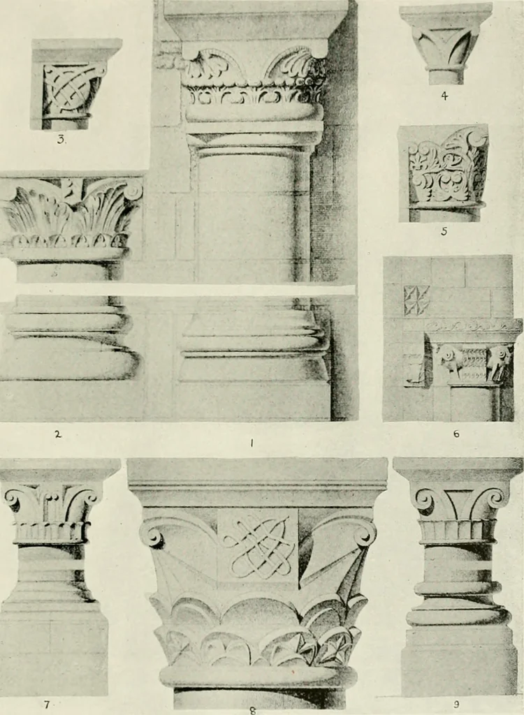 An illustration from Medieval architecture, its origins and development, with lists of monuments and bibliographies, 1912, leaf 524