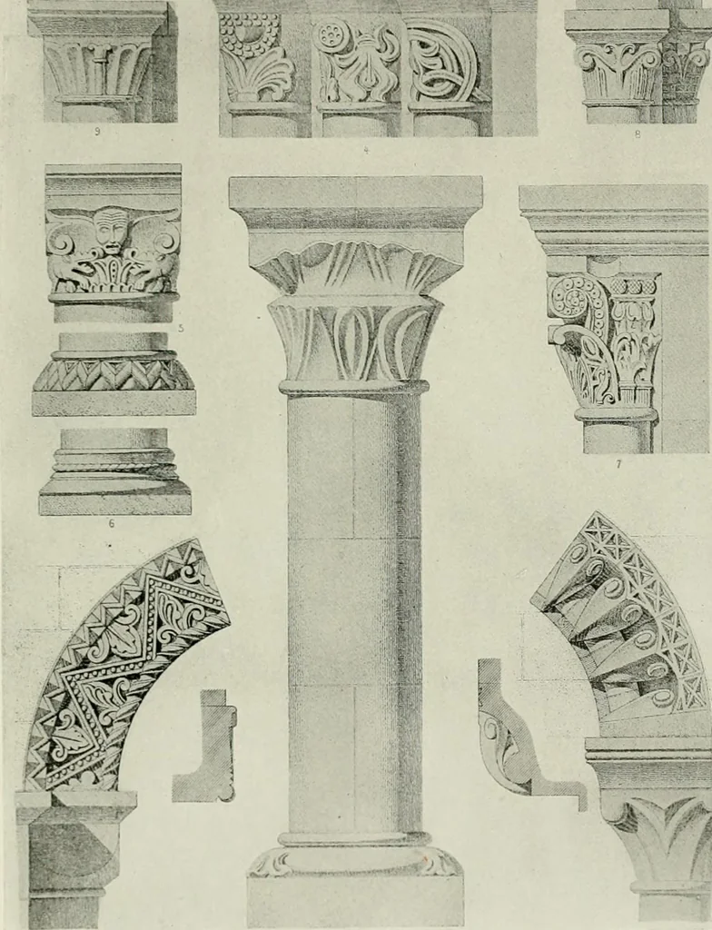 An illustration from Medieval architecture, its origins and development, with lists of monuments and bibliographies, 1912, leaf 526