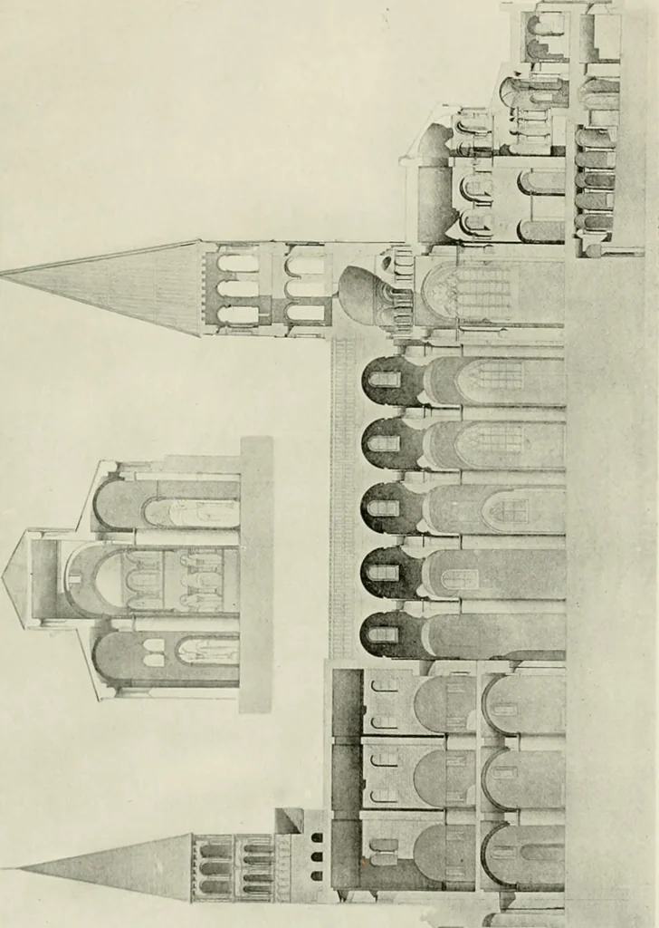 An illustration from Medieval architecture, its origins and development, with lists of monuments and bibliographies, 1912, leaf 530