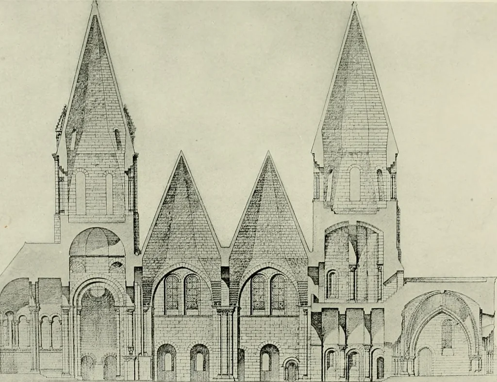 An illustration from Medieval architecture, its origins and development, with lists of monuments and bibliographies, 1912, leaf 544
