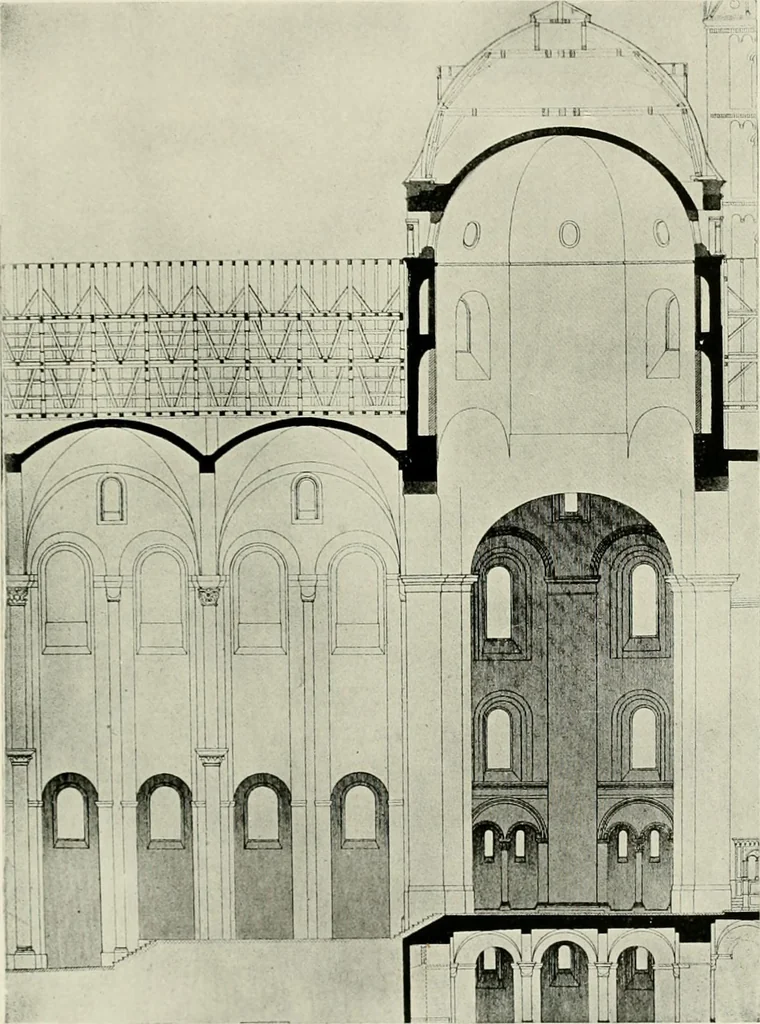 An illustration from Medieval architecture, its origins and development, with lists of monuments and bibliographies, 1912, leaf 546