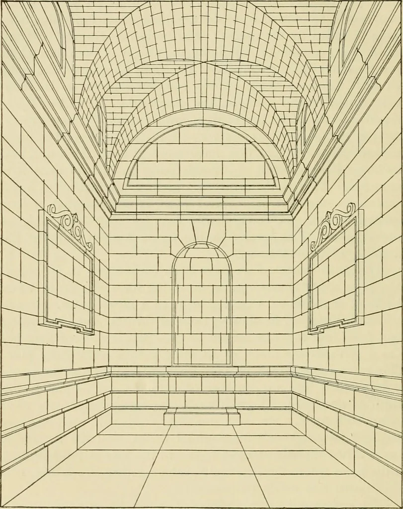 An illustration from Medieval architecture, its origins and development, with lists of monuments and bibliographies, 1912, leaf 57