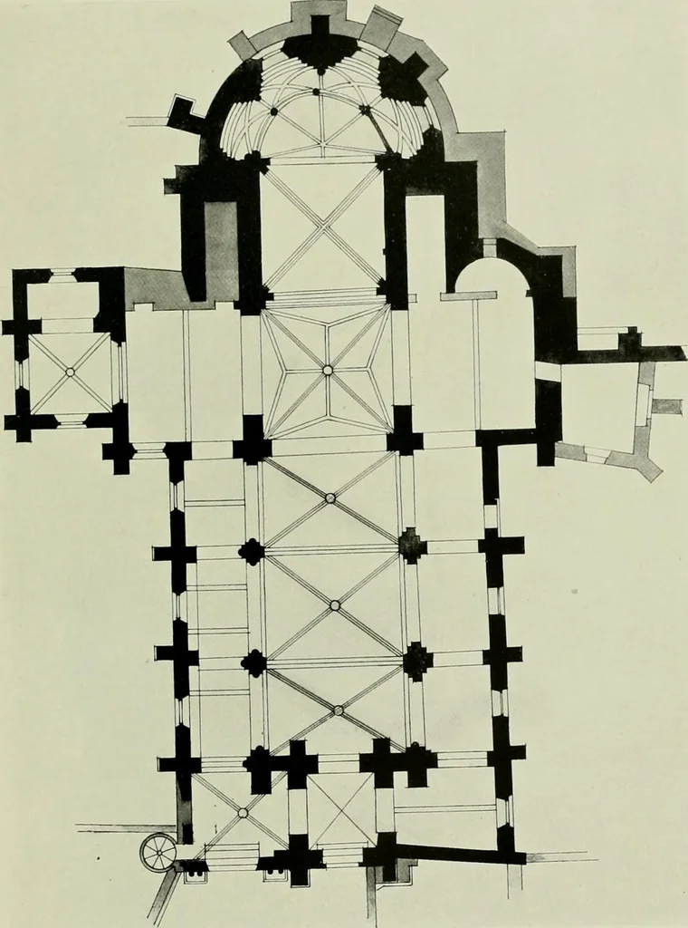 An illustration from Medieval architecture, its origins and development, with lists of monuments and bibliographies, 1912, leaf 100