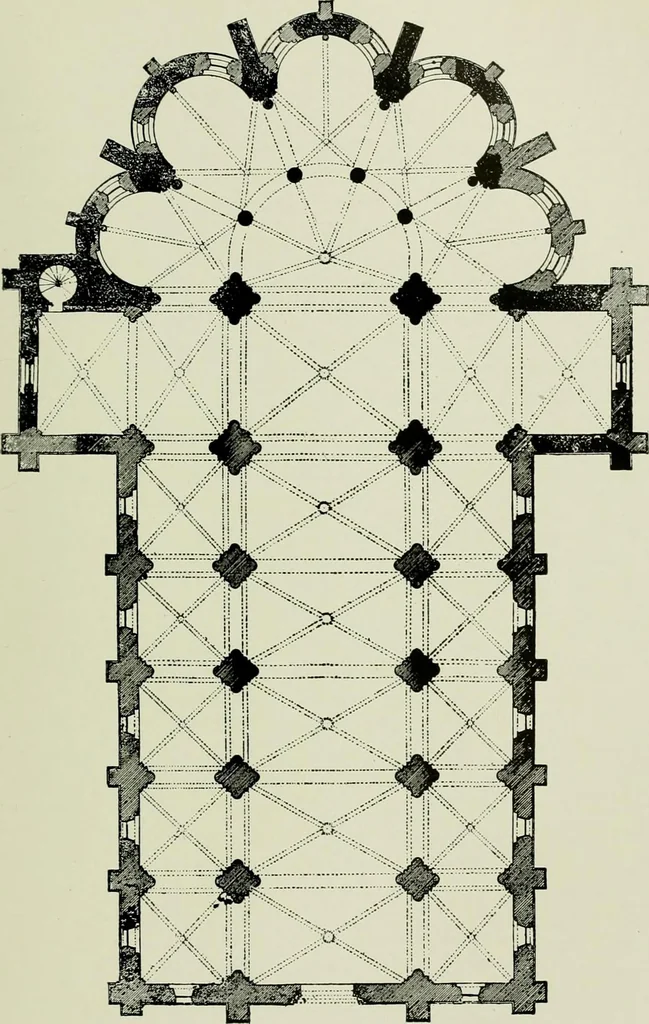 An illustration from Medieval architecture, its origins and development, with lists of monuments and bibliographies, 1912, leaf 104