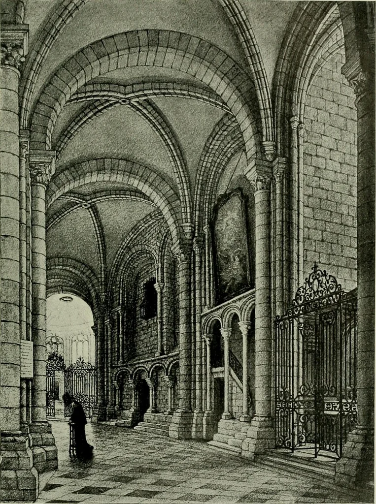 An illustration from Medieval architecture, its origins and development, with lists of monuments and bibliographies, 1912, leaf 108