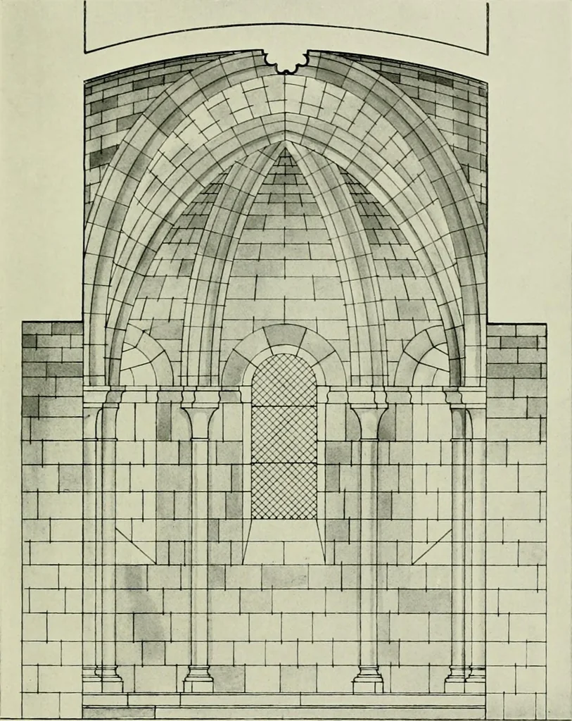 An illustration from Medieval architecture, its origins and development, with lists of monuments and bibliographies, 1912, leaf 118