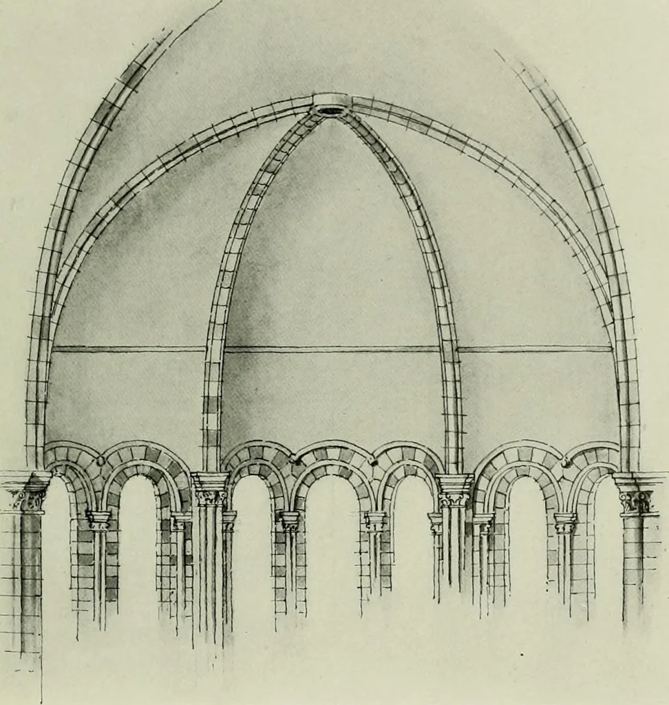 An illustration from Medieval architecture, its origins and development, with lists of monuments and bibliographies, 1912, leaf 120