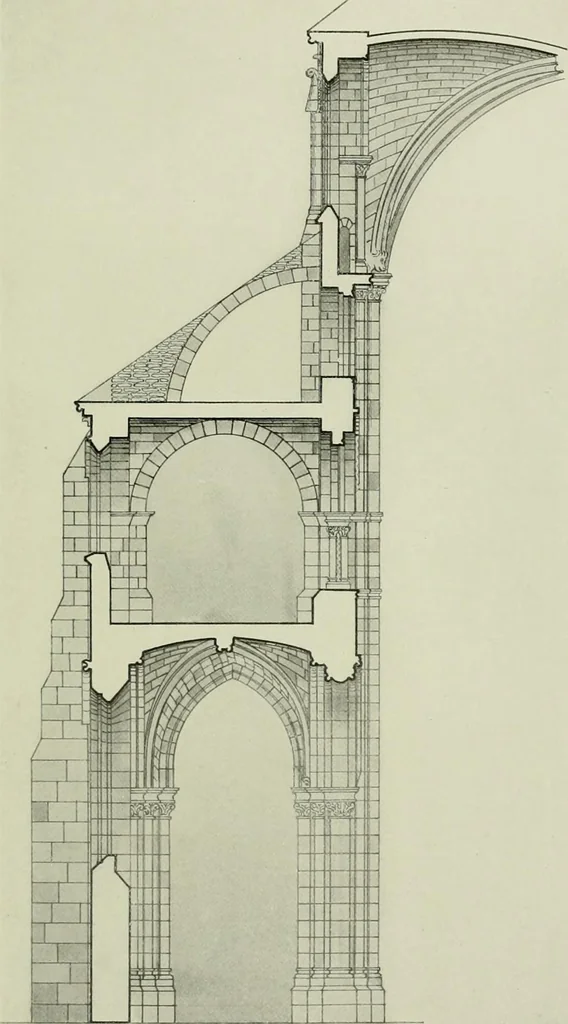 An illustration from Medieval architecture, its origins and development, with lists of monuments and bibliographies, 1912, leaf 132