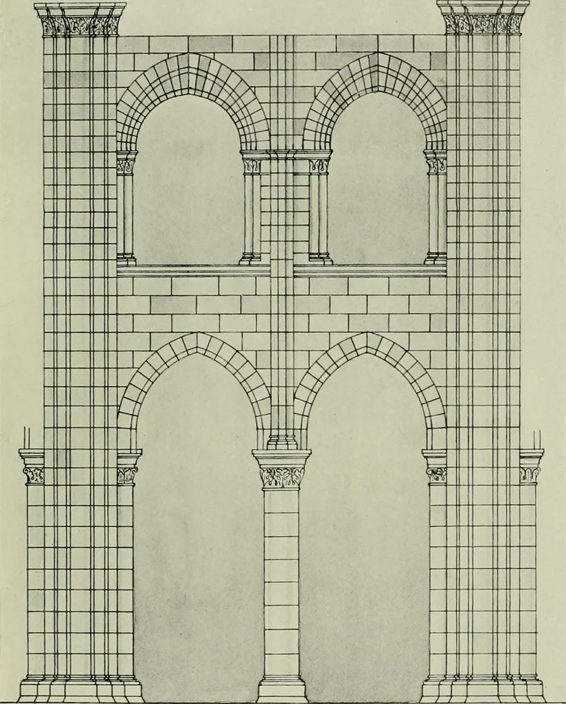 An illustration from Medieval architecture, its origins and development, with lists of monuments and bibliographies, 1912, leaf 146