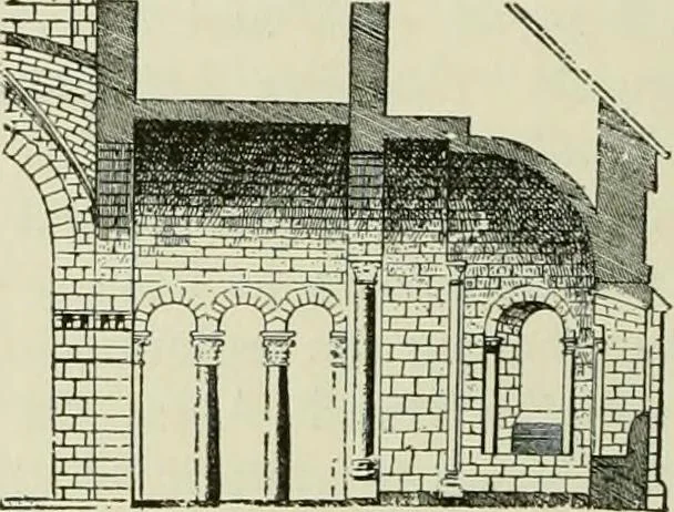 An illustration from Medieval architecture, its origins and development, with lists of monuments and bibliographies, 1912, leaf 23