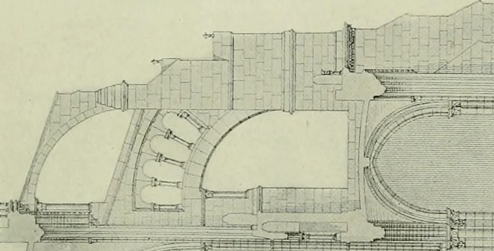 An illustration from Medieval architecture, its origins and development, with lists of monuments and bibliographies, 1912, leaf 374