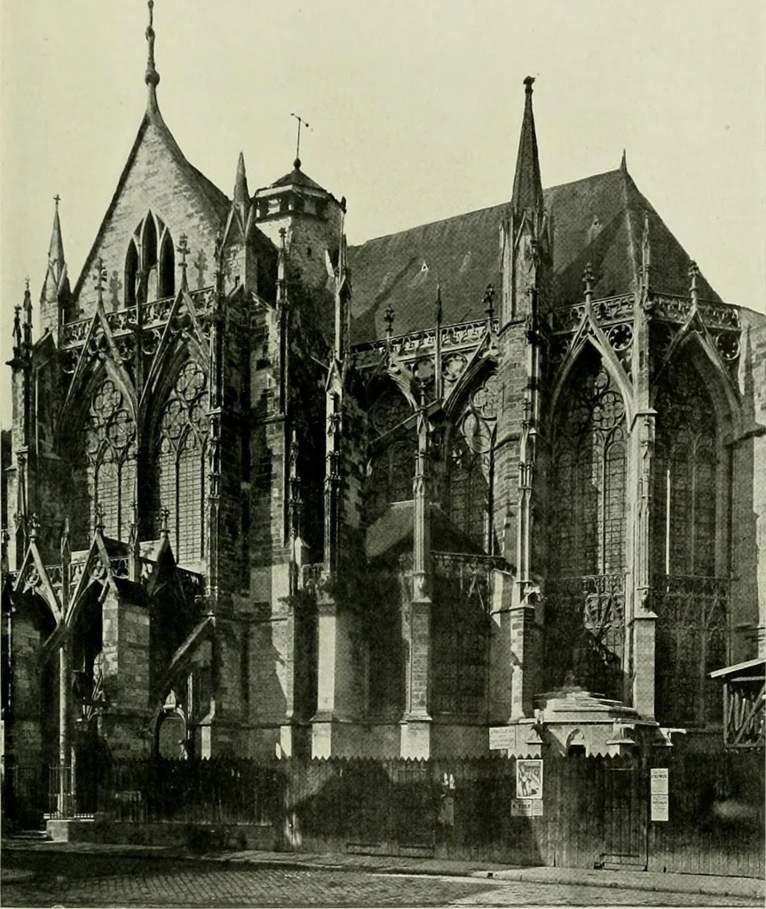 An illustration from Medieval architecture, its origins and development, with lists of monuments and bibliographies, 1912, leaf 382