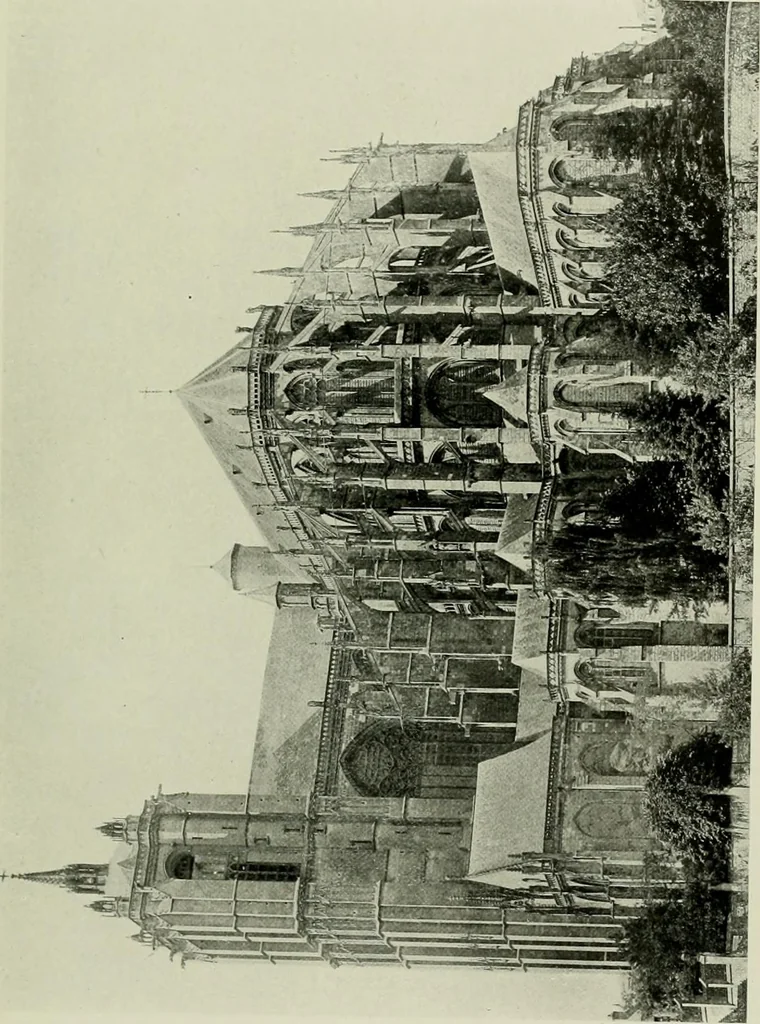 An illustration from Medieval architecture, its origins and development, with lists of monuments and bibliographies, 1912, leaf 386