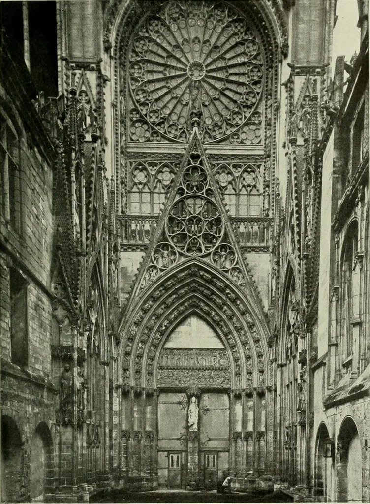An illustration from Medieval architecture, its origins and development, with lists of monuments and bibliographies, 1912, leaf 402