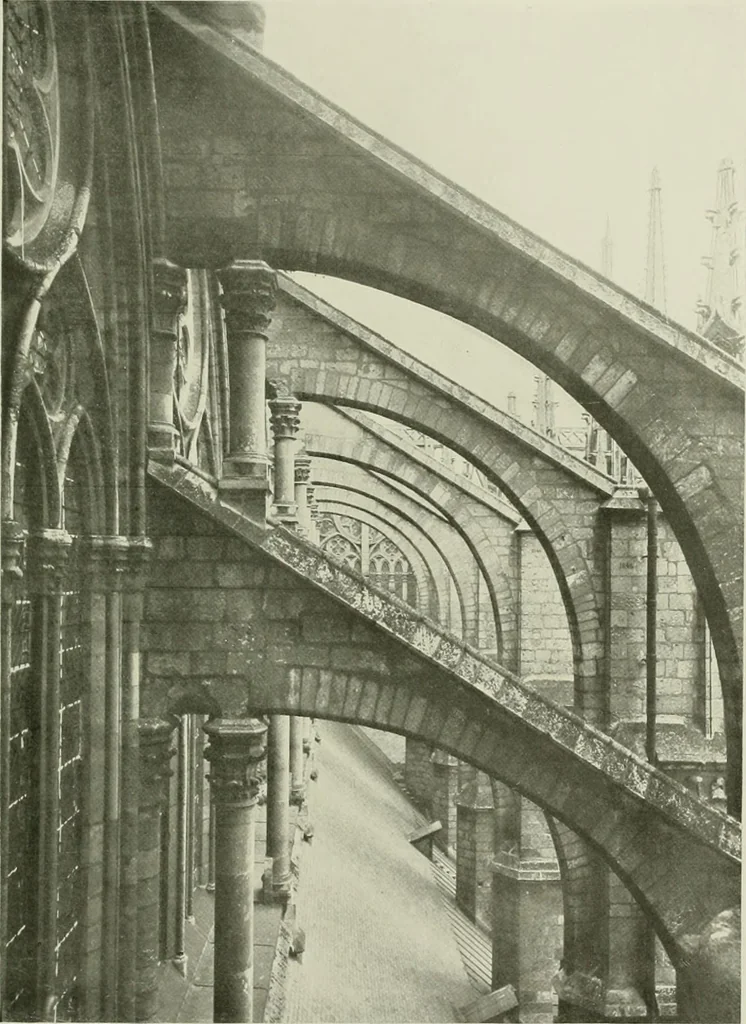 An illustration from Medieval architecture, its origins and development, with lists of monuments and bibliographies, 1912, leaf 430