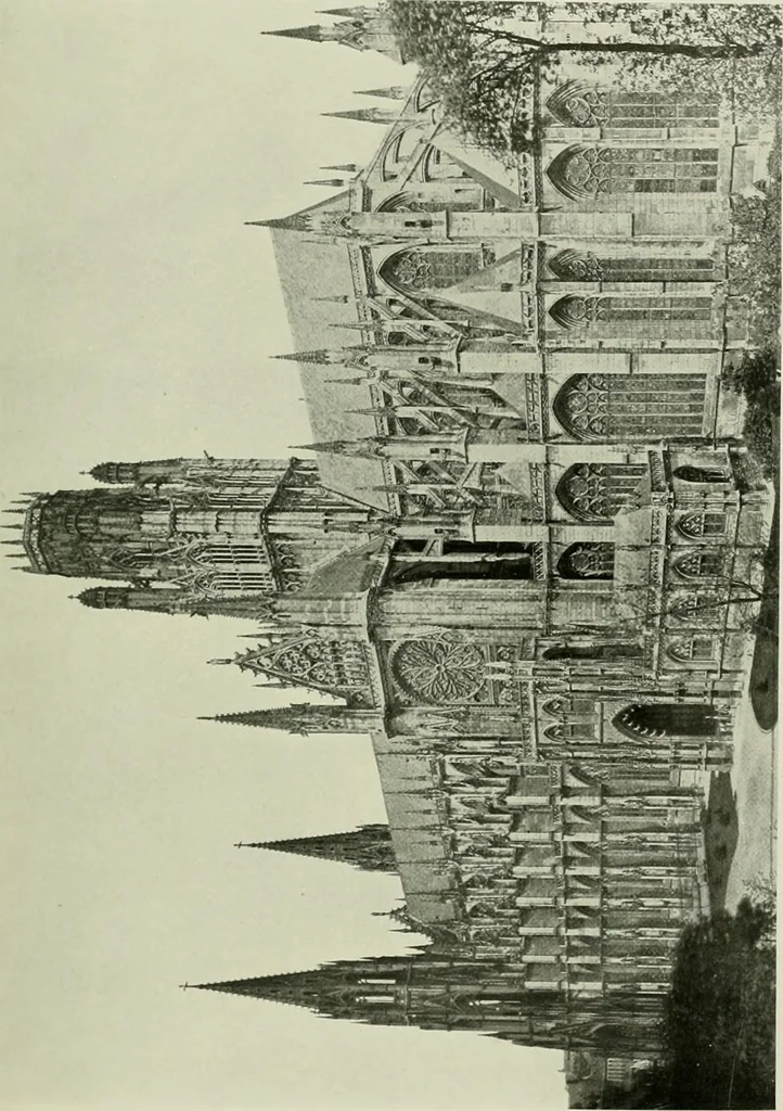 An illustration from Medieval architecture, its origins and development, with lists of monuments and bibliographies, 1912, leaf 436