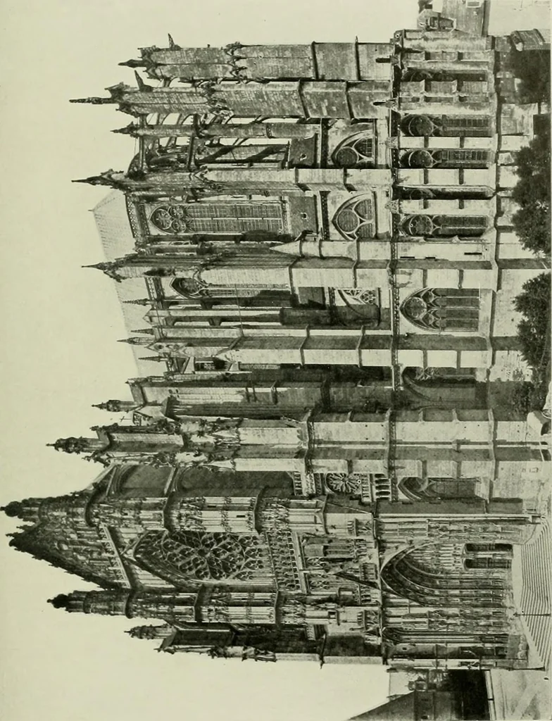 An illustration from Medieval architecture, its origins and development, with lists of monuments and bibliographies, 1912, leaf 442