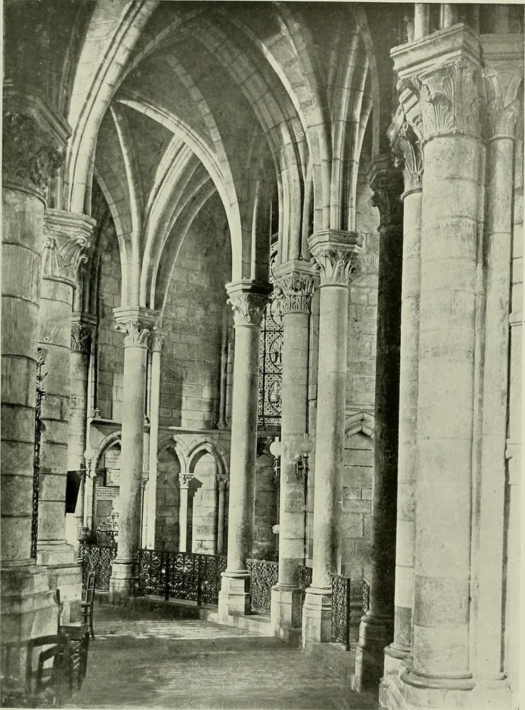 An illustration from Medieval architecture, its origins and development, with lists of monuments and bibliographies, 1912, leaf 446