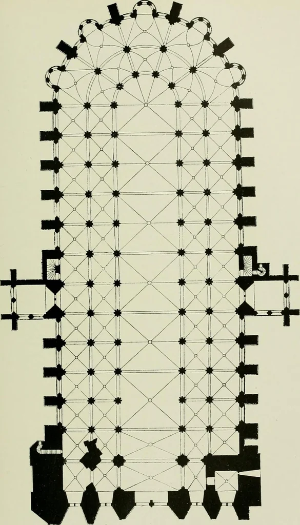 An illustration from Medieval architecture, its origins and development, with lists of monuments and bibliographies, 1912, leaf 450