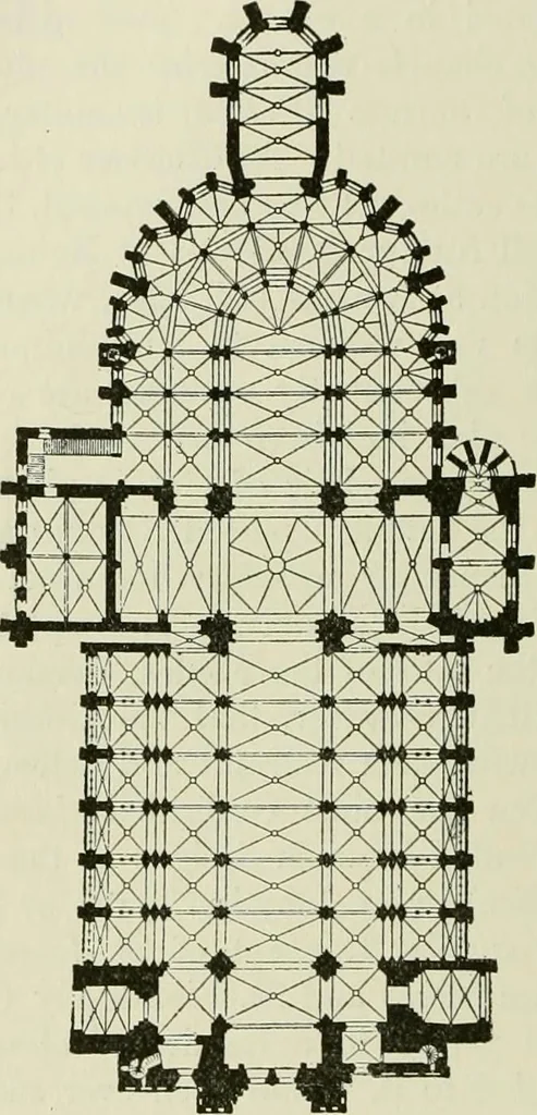 An illustration from Medieval architecture, its origins and development, with lists of monuments and bibliographies, 1912, leaf 453