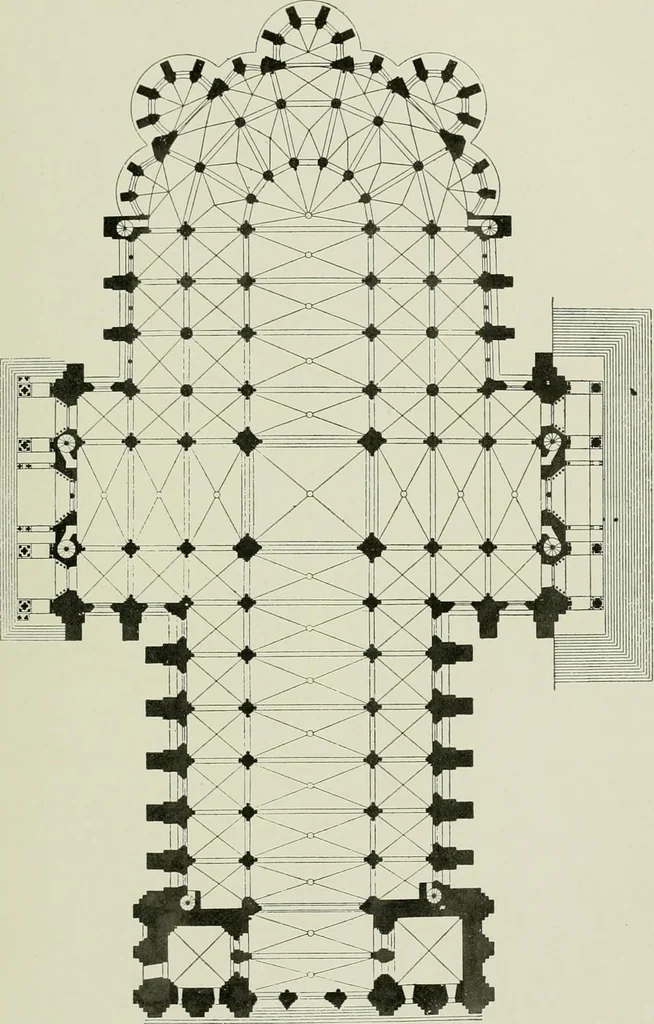 An illustration from Medieval architecture, its origins and development, with lists of monuments and bibliographies, 1912, leaf 460