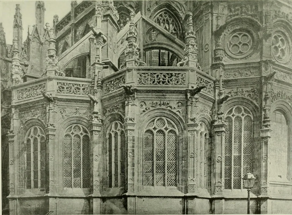 An illustration from Medieval architecture, its origins and development, with lists of monuments and bibliographies, 1912, leaf 586