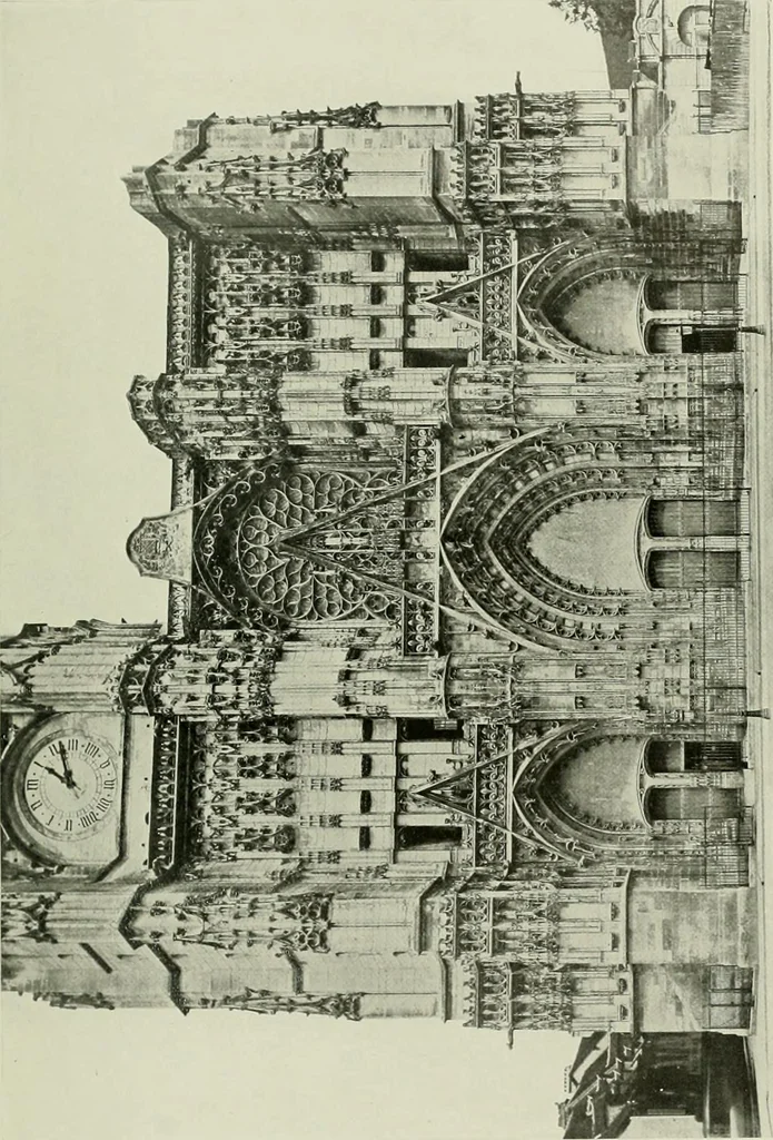 An illustration from Medieval architecture, its origins and development, with lists of monuments and bibliographies, 1912, leaf 604