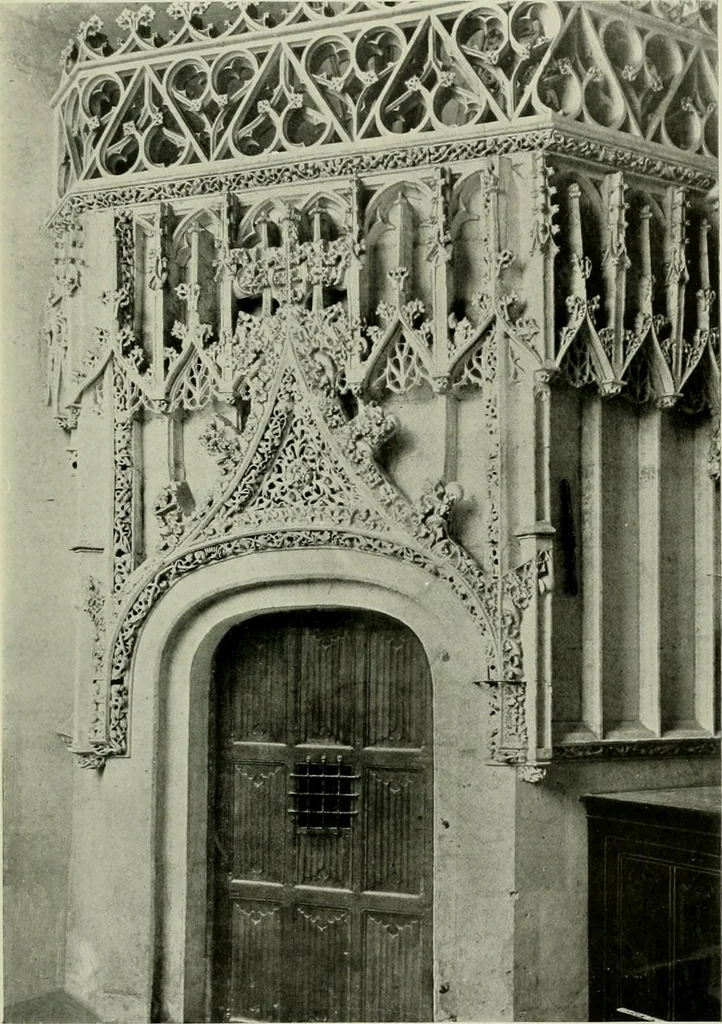 An illustration from Medieval architecture, its origins and development, with lists of monuments and bibliographies, 1912, leaf 630